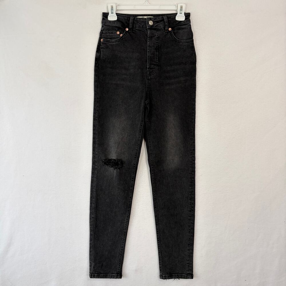 We The Free Jeans Womens Sizes 26 Black Distress Hi Rise Button Fly Straight Leg